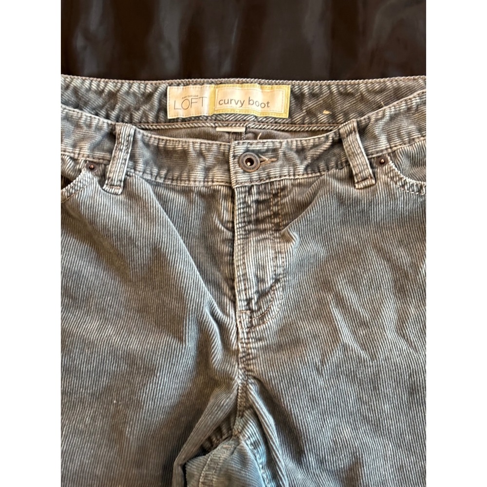 Ann Taylor LOFT Curvy Bootcut Corduroy Pants Gray Mid Rise Size‎ 12